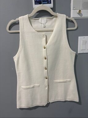 H&M Cream Knit Button Front Vest